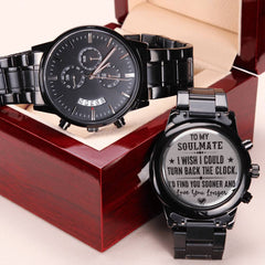 To My Soulmate Turn Back the Clock (Charcoal Black) – Men's Watch - The Best Shop 4U