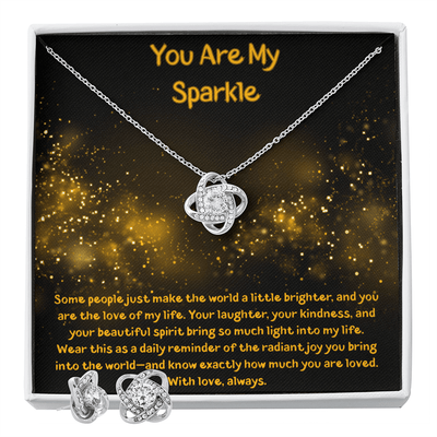 You Are My Sparkle - Love Knot Necklace and Earring Set - The Best Shop 4U