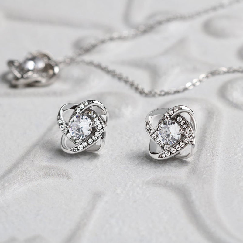 You Are My Sparkle - Love Knot Necklace and Earring Set - The Best Shop 4U